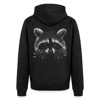 Waschbär - Unisex Premium Bio Zip Hoodie - Schwarz - Hinten - Nico (187cm)