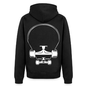Skateboard - Unisex Premium Bio Zip Hoodie - Schwarz - Hinten - Nico (187cm)