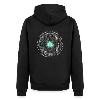 nerd CPU core computer code pc platine raumschiff - Unisex Premium Bio Zip Hoodie - Schwarz - Hinten - Nico (187cm)