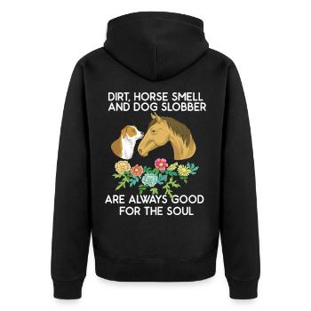 Dog horse dog lover gift - Unisex Premium Organic Zip Hoodie - black - Back - Nico (187cm)