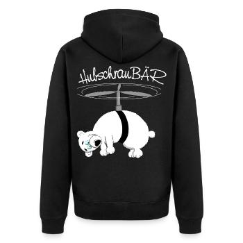herziger, drolliger Bär - Unisex Premium Bio Zip Hoodie - Schwarz - Hinten - Nico (187cm)