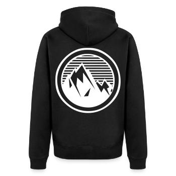 Berge im Kreis - Unisex Premium Bio Zip Hoodie - Schwarz - Hinten - Nico (187cm)