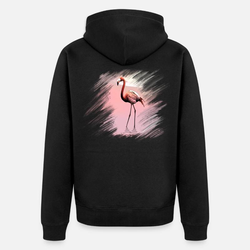 Flamingo - Unisex Premium Bio Zip Hoodie - Schwarz