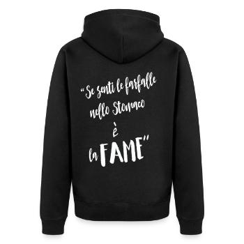 Wenn Sie Schmetterlinge fühlen - Unisex Premium Bio Zip Hoodie - Schwarz - Hinten - Nico (187cm)