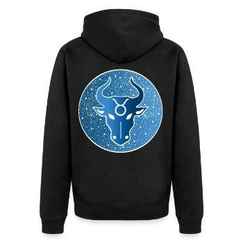 Sternzeichen: Stier - Unisex Premium Bio Zip Hoodie - Schwarz - Hinten - Nico (187cm)