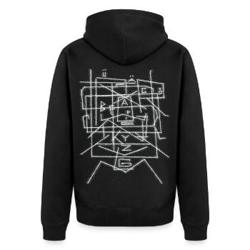 Alphabet character pattern ABC - Unisex Premium Organic Zip Hoodie - black - Back - Nico (187cm)