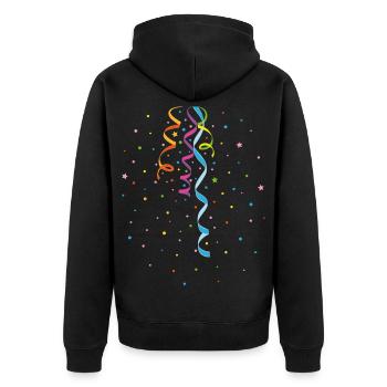 Karneval Luftschlangen Konfetti Silvester Fasching - Unisex Premium Bio Zip Hoodie - Schwarz - Hinten - Nico (187cm)