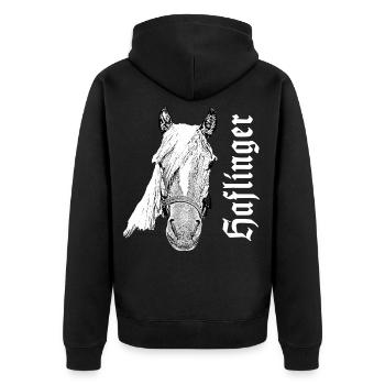 Haflinger, chevaux, tête de cheval, animal, animal, - Veste à capuche bio Premium Unisexe - noir - Dos - Nico (187cm)