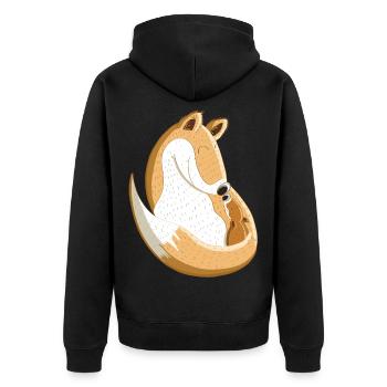 Fuchs Mit Baby I Schwangerschaft I Kinder Geschenk - Unisex Premium Bio Zip Hoodie - Schwarz - Hinten - Nico (187cm)