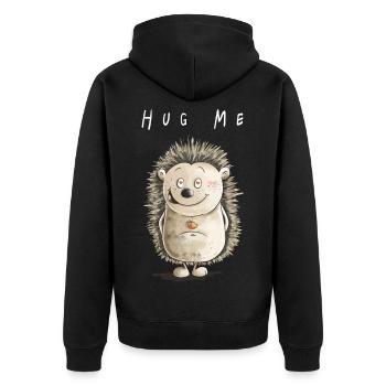 Hug ME Igel I Love I Valentinstag Geschenk I Süß - Unisex Premium Bio Zip Hoodie - Schwarz - Hinten - Nico (187cm)