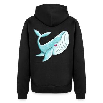 Wal Mit Herz I Buckelwal Walfisch Geschenk Comic - Unisex Premium Bio Zip Hoodie - Schwarz - Hinten - Nico (187cm)