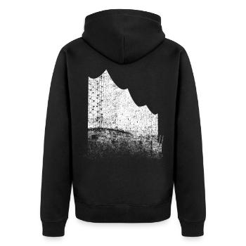 Hamburg Elbphilharmonie Hamburger Hafen Fan Stadt - Unisex Premium Bio Zip Hoodie - Schwarz - Hinten - Nico (187cm)