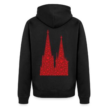 Cathédrale de Cologne Coeurs Kölle Amour Coeur Carnaval Cologne - Veste à capuche bio Premium Unisexe - noir - Dos - Nico (187cm)