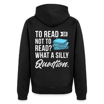 Books - Unisex Premium Organic Zip Hoodie - black - Back - Nico (187cm)