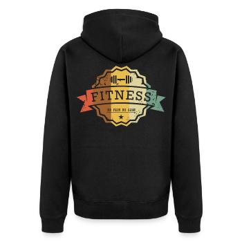 Fitness Badge No Pain No Gain - Unisex Premium Organic Zip Hoodie - black - Back - Nico (187cm)