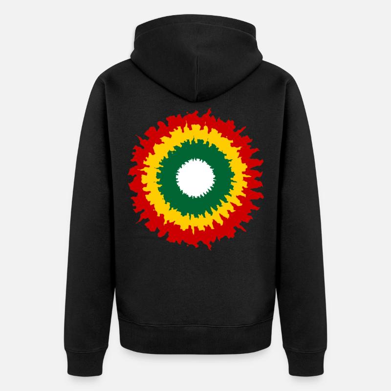 Motif rasta vibrant avec effet feu - Veste à capuche bio Premium Unisexe - noir