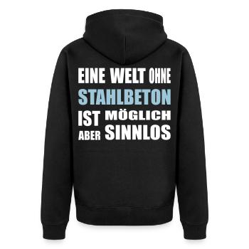 Béton, béton armé, pour ouvriers du bâtiment, ciment, construction - Veste à capuche bio Premium Unisexe - noir - Dos - Nico (187cm)