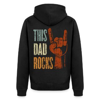 This Dad Rocks Rock n 'Roll Heavy Metal Gift - Unisex Premium Organic Zip Hoodie - black - Back - Nico (187cm)