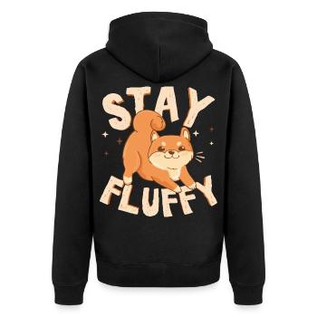 Süßer Akita Inu (Hund) Illustration. - Unisex Premium Bio Zip Hoodie - Schwarz - Hinten - Nico (187cm)