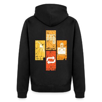 Autos - Unisex Premium Bio Zip Hoodie - Schwarz - Hinten - Nico (187cm)