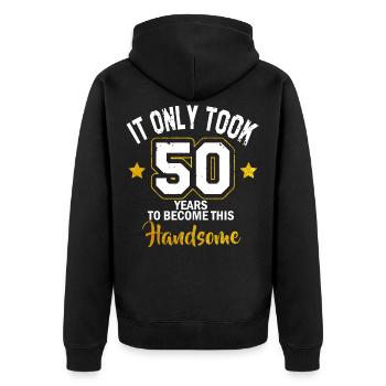 50. Geburtstag Geschenk Papa Opa 50. Geburtstag - Unisex Premium Bio Zip Hoodie - Schwarz - Hinten - Nico (187cm)