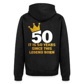 50. Geburtstagsgeschenklegende 50 Jahre alter Geburtstag - Unisex Premium Bio Zip Hoodie - Schwarz - Hinten - Nico (187cm)