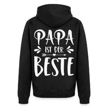 Papa ist der Beste - Unisex Premium Bio Zip Hoodie - Schwarz - Hinten - Nico (187cm)