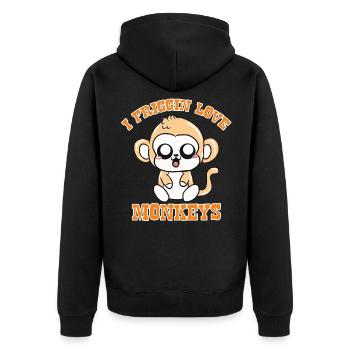Affe - Unisex Premium Bio Zip Hoodie - Schwarz - Hinten - Nico (187cm)