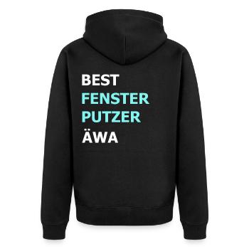 Bester Fensterputzer Reiniger Hausmann Geschenk - Unisex Premium Bio Zip Hoodie - Schwarz - Hinten - Nico (187cm)