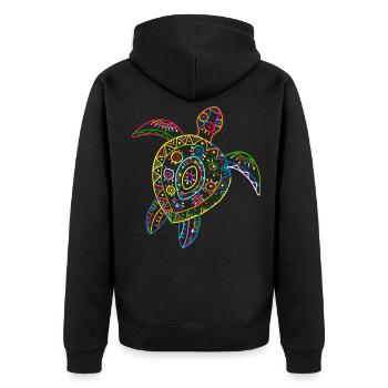 Tortue Tortue de mer Tribal Hawaii Vintage - Veste à capuche bio Premium Unisexe - noir - Dos - Nico (187cm)