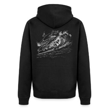 surfing - Unisex Premium Bio Zip Hoodie - Schwarz - Hinten - Nico (187cm)