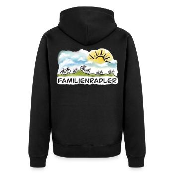 Familienradler Sonnenaufgang Design - Unisex Premium Bio Zip Hoodie - Schwarz - Hinten - Nico (187cm)