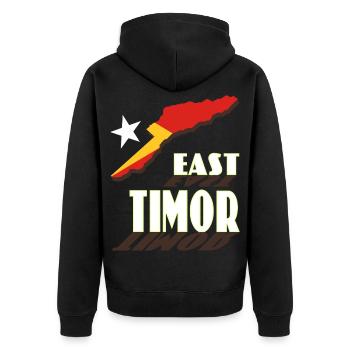 Carte du Timor oriental avec lettrage dynamique - Veste à capuche bio Premium Unisexe - noir - Dos - Nico (187cm)