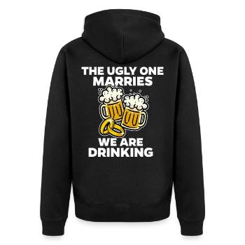 Junggesellenabschied Hochzeit Party Ehe Lustig - Unisex Premium Bio Zip Hoodie - Schwarz - Hinten - Nico (187cm)