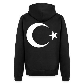 Turkish flag black - Unisex Premium Organic Zip Hoodie - black - Back - Nico (187cm)