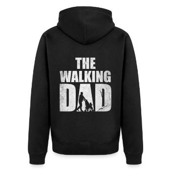 Vatertag Herrentag Männertag Papa ist mein Held - Unisex Premium Bio Zip Hoodie - Schwarz - Hinten - Nico (187cm)