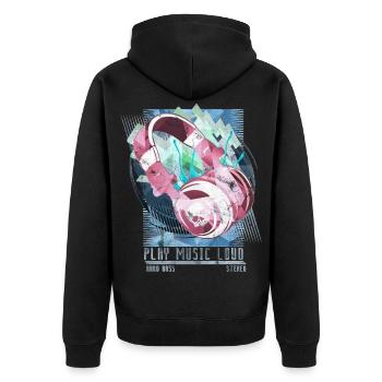 Festival musique d’illustration fête - Veste à capuche bio Premium Unisexe - noir - Dos - Nico (187cm)
