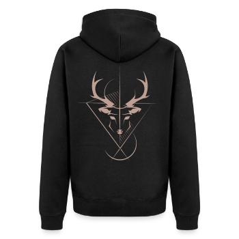 Icône du logo du symbole du wapiti Icône du logo Graphiques Animaux Bois - Veste à capuche bio Premium Unisexe - noir - Dos - Nico (187cm)