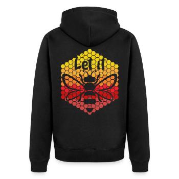 Let It Bee Vintage - Unisex Premium Organic Zip Hoodie - black - Back - Nico (187cm)