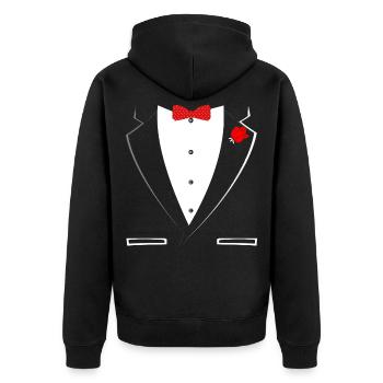 Tuxedo Gentleman Style - Unisex Premium Organic Zip Hoodie - black - Back - Nico (187cm)