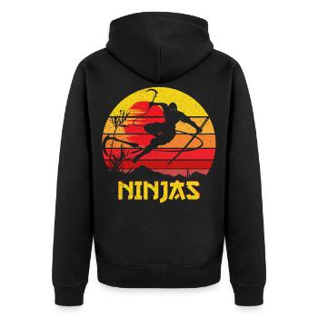 Ninja Warrior Ninjas Vintage - Unisex Premium Organic Zip Hoodie - black - Back - Nico (187cm)