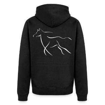 Elegantes Pferd  - Unisex Premium Bio Zip Hoodie - Schwarz - Hinten - Nico (187cm)