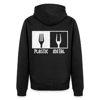 Plastic Metal Music Pommesgabel Festival Rock Fans - Unisex Premium Organic Zip Hoodie - black - Back - Nico (187cm)