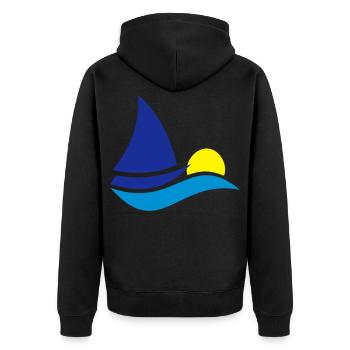 sailboat - Unisex Premium Organic Zip Hoodie - black - Back - Nico (187cm)