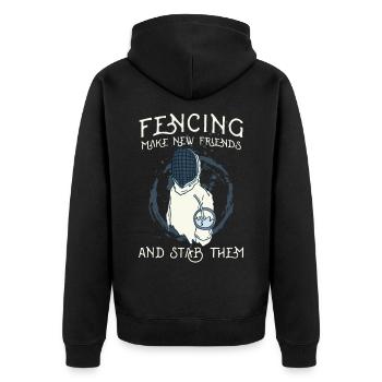Fencing Fencer - Unisex Premium Organic Zip Hoodie - black - Back - Nico (187cm)