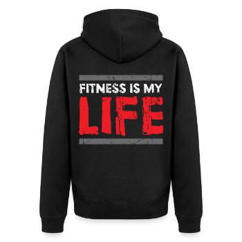 Fitness saying - Unisex Premium Organic Zip Hoodie - black - Back - Nico (187cm)