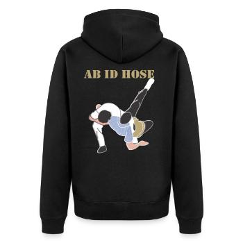 Schwingen Schwinger  - Unisex Premium Bio Zip Hoodie - Schwarz - Hinten - Nico (187cm)
