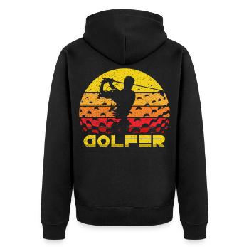 Golf Vintage Golfer - Unisex Premium Bio Zip Hoodie - Schwarz - Hinten - Nico (187cm)