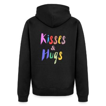 Design Kisses and Hug Colors - Unisex Premium Organic Zip Hoodie - black - Back - Nico (187cm)