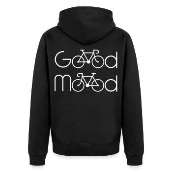 Good Mood - Unisex Premium Bio Zip Hoodie - Schwarz - Hinten - Nico (187cm)